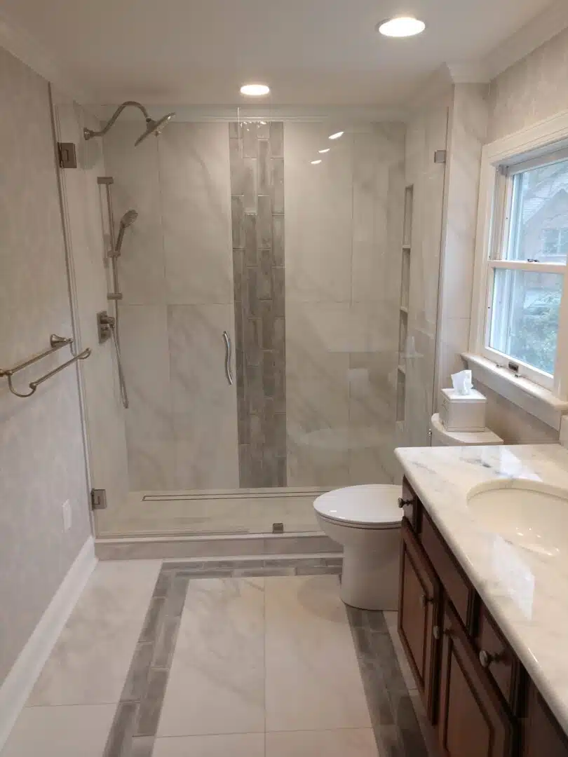 Bathroom remodel with new tile and shower